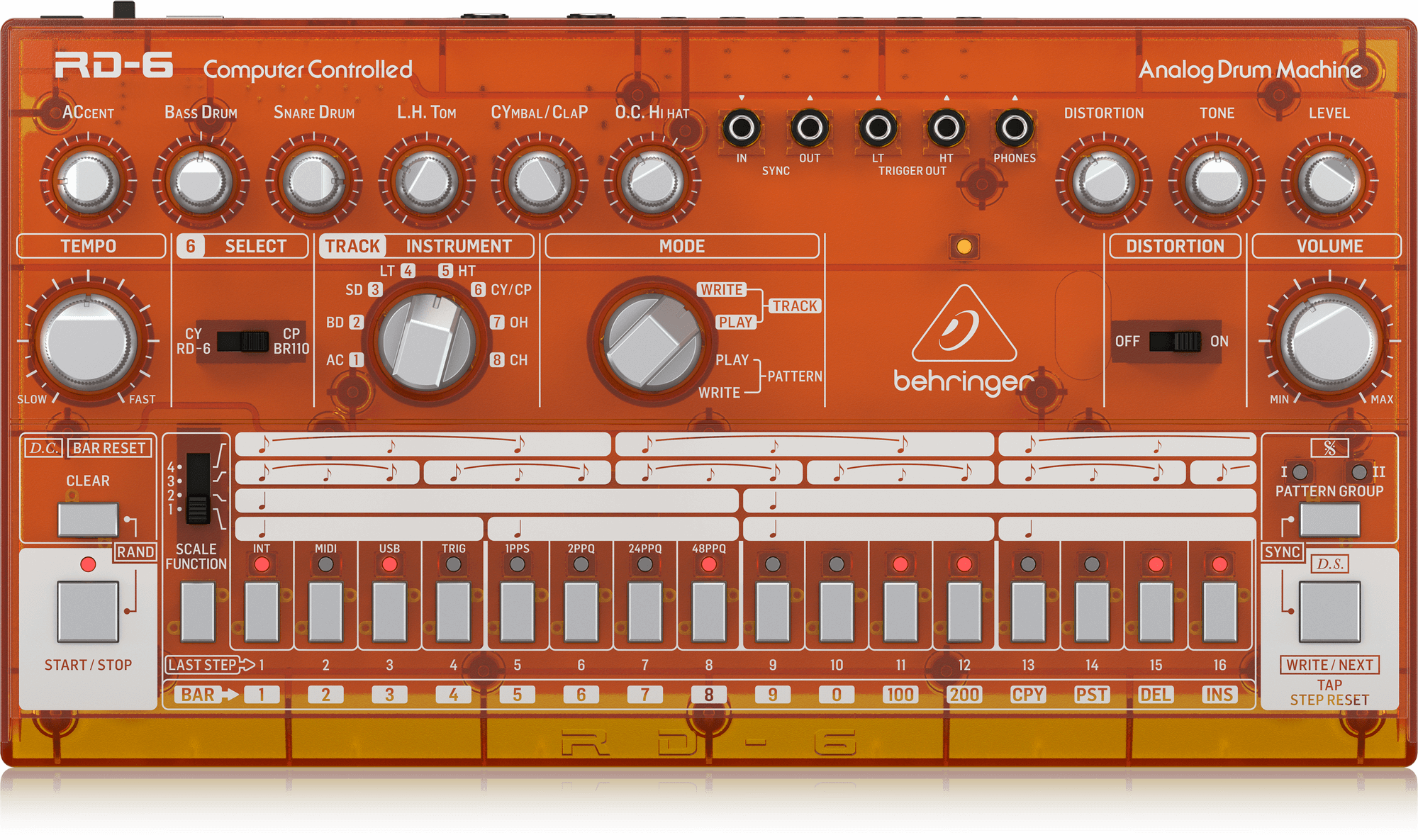 Behringer RD-6-TG Classic Analog Drum Machine in ORANGE