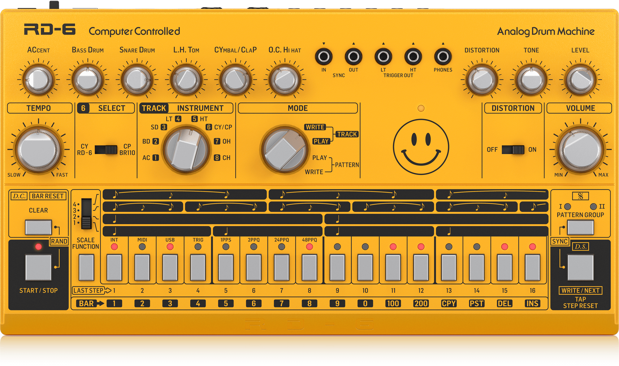 Behringer RD-6-AM Classic Analog Drum Machine in YELLOW