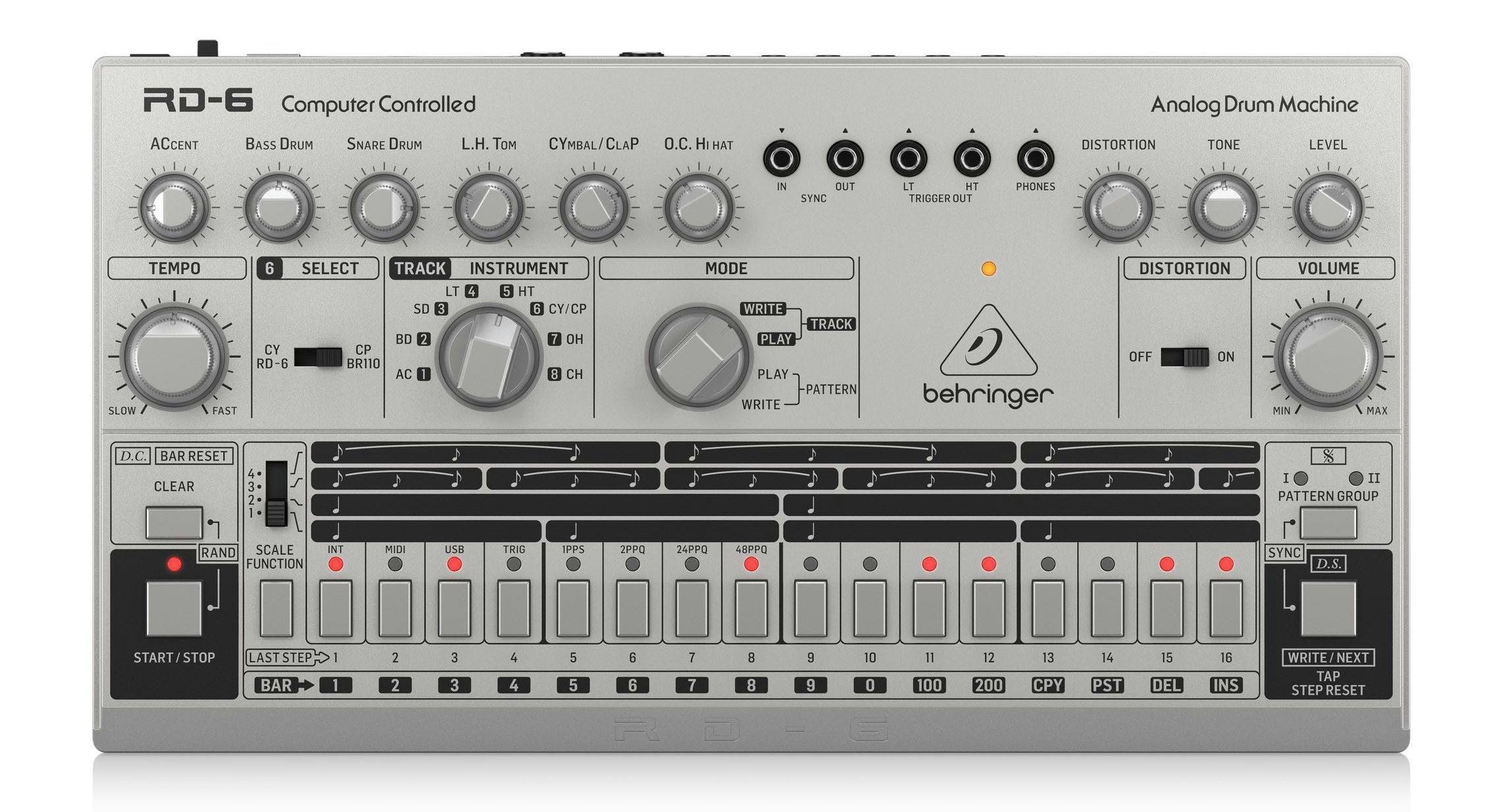 Behringer RD-6-SR Classic Analog Drum Machine in Silver