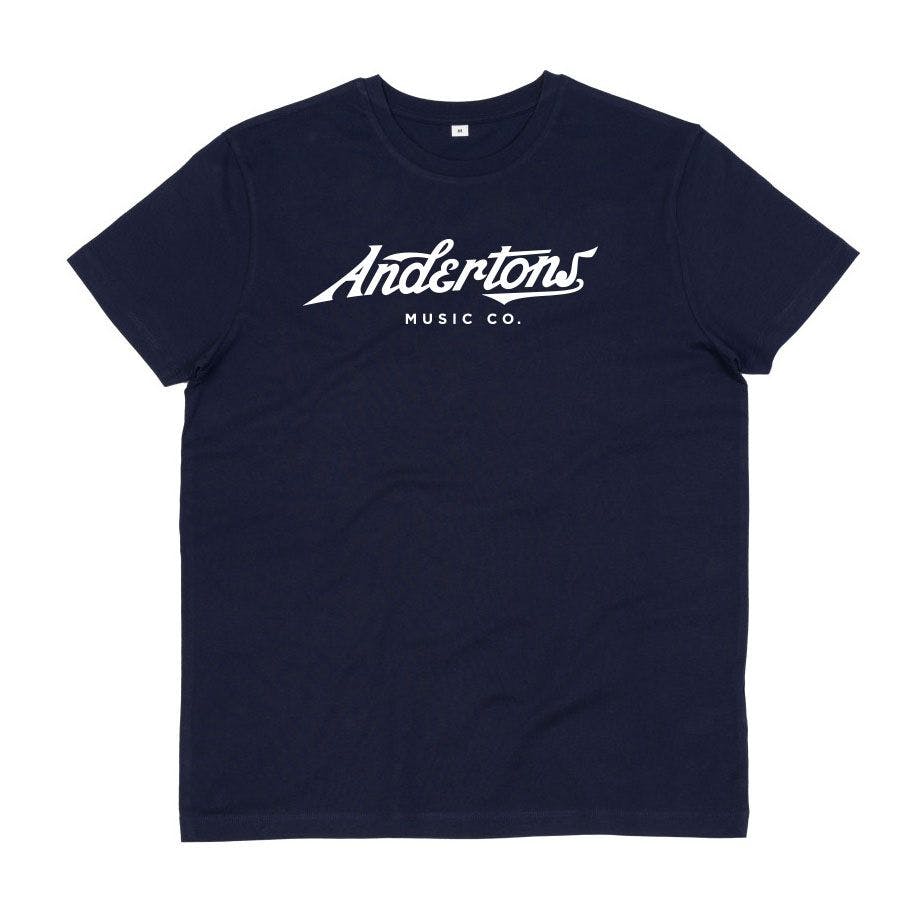 Andertons Classic Script Logo T-Shirt in Navy - XL