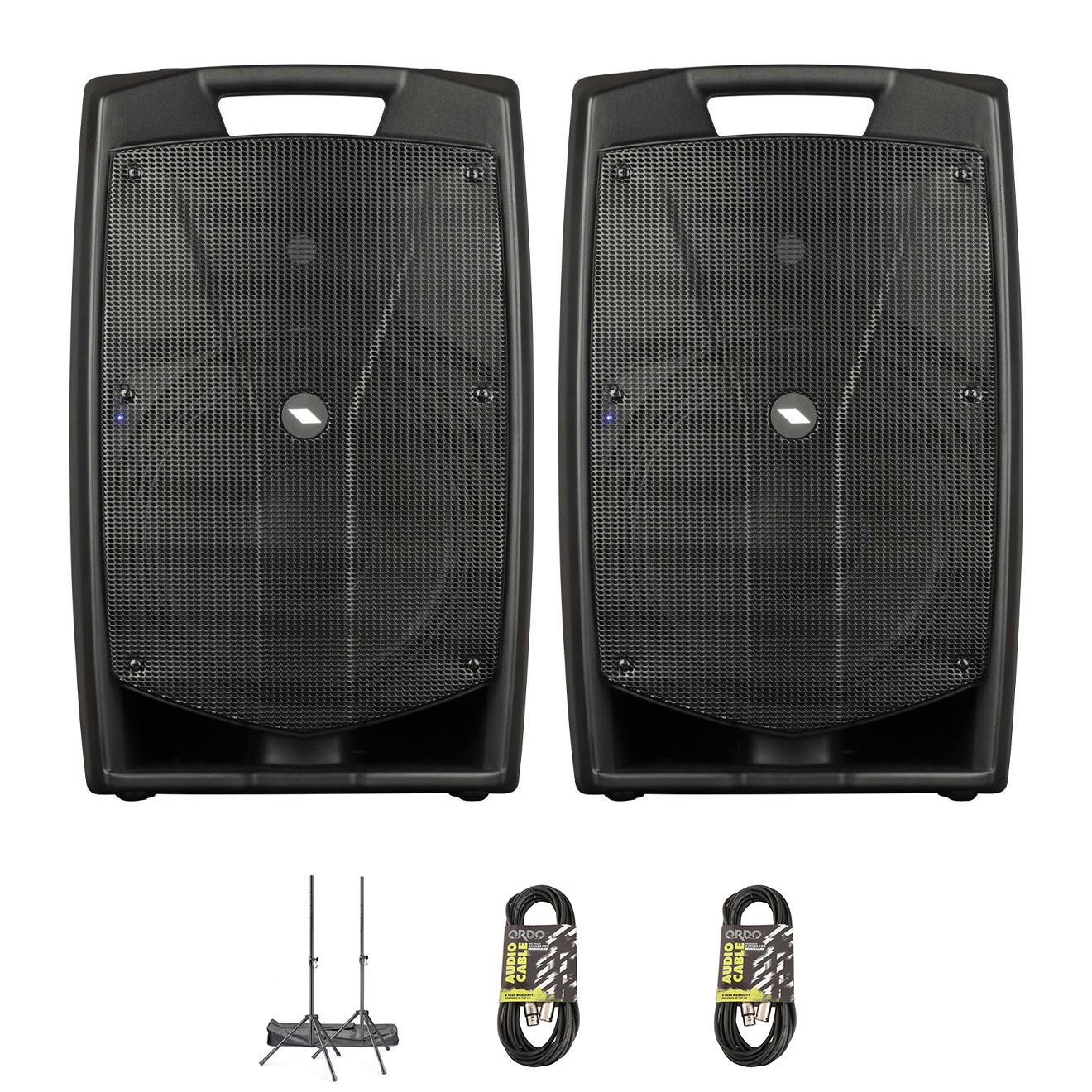Proel V12PRO Active Speaker Bundle w/ Stands and Cables