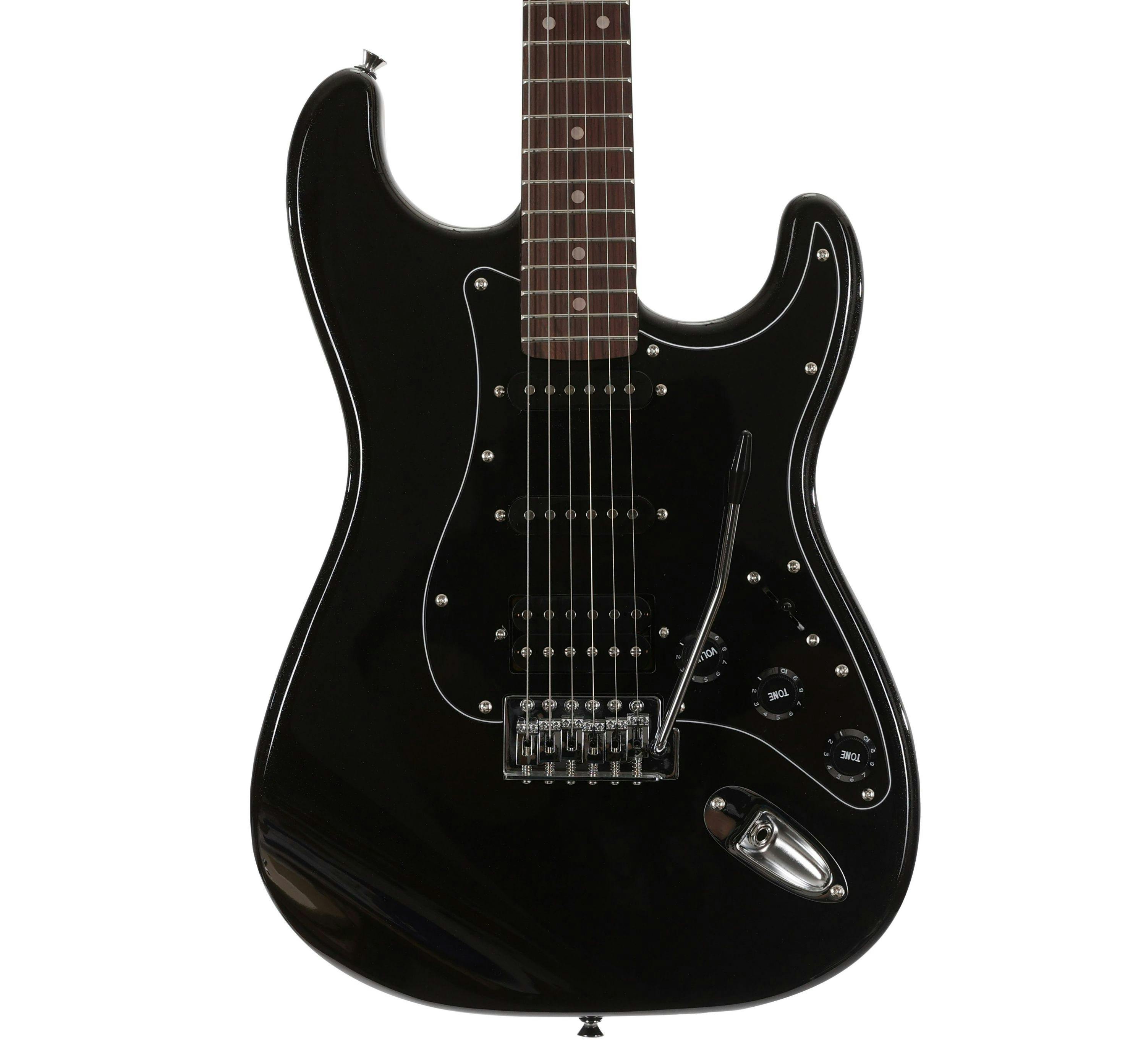 EastCoast ST2 HSS Electric Guitar in Black Metallic Rosewood Fretboard
