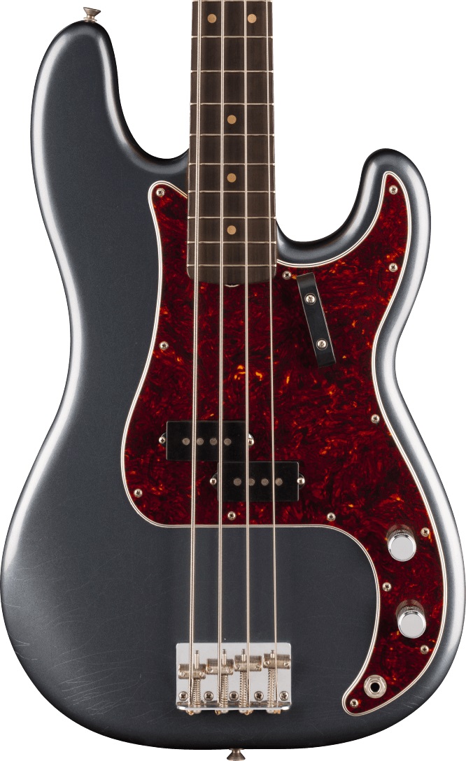 Fender Vintera II Road Worn 60s Precision Bass Guitar in Charcoal Frost Metallic, Rosewood Fretboard