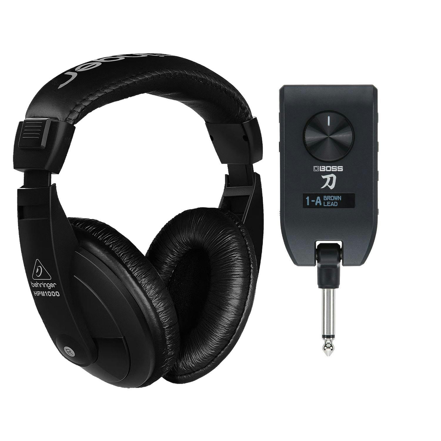 Boss KATANA GO Headphone Amp With Behringer HPM1000 Headphones Bundle