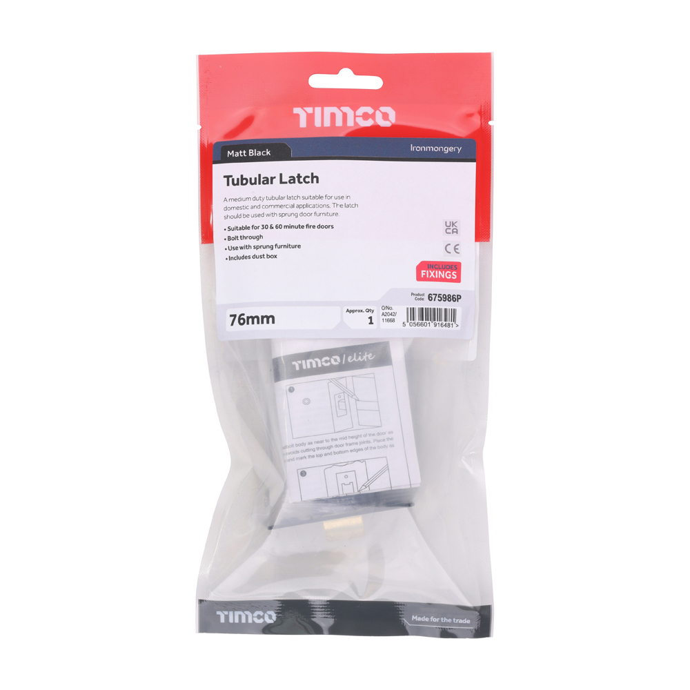 Tubular Latch - Matt Black